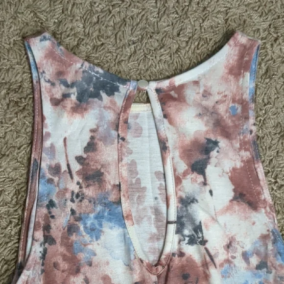 MTS Watercolor Floral Blue And Pink M Dress - Picture 3 of 5